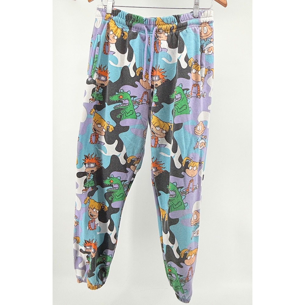 Nickelodeon Rugrats Character Camo Sweatpants Joggers Large Blue Purple
